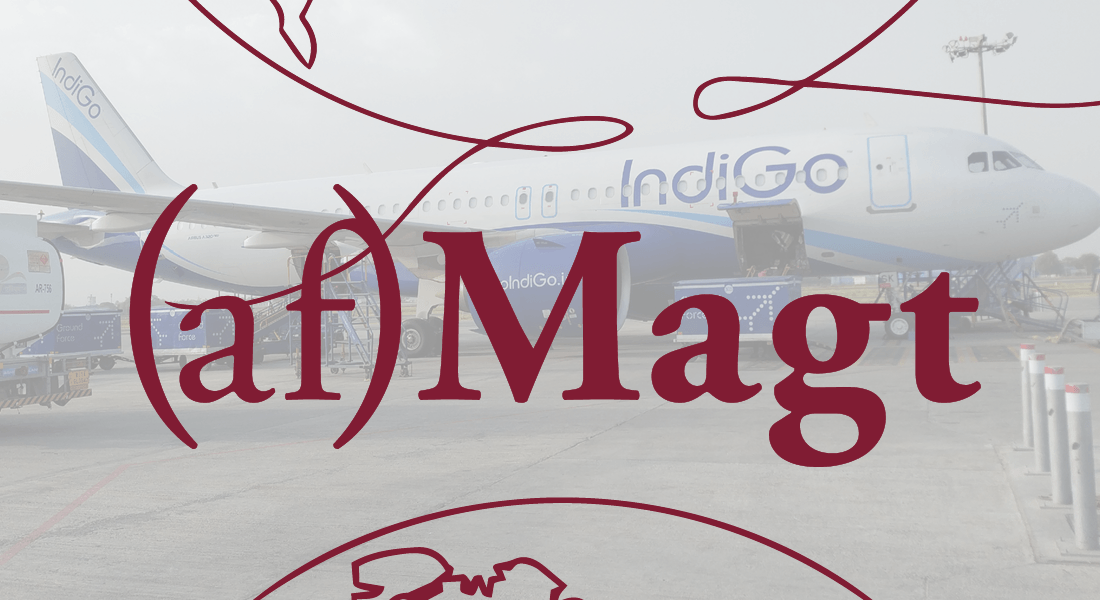 logo with plane in the background